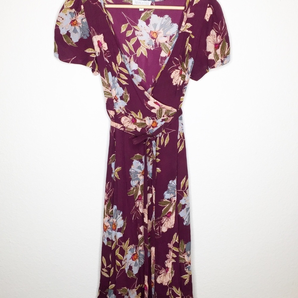 Patrons Of Peace Faux Wrap Floral Boho Dress